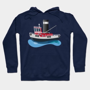 Cute fishing trawler boat cartoon illustration Hoodie